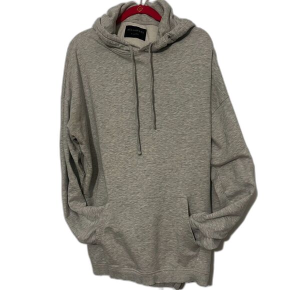 All Saints Extram XL  Pullover Hoody Hoodie Gray Grey Pocket Zipper Detail - Picture 1 of 11